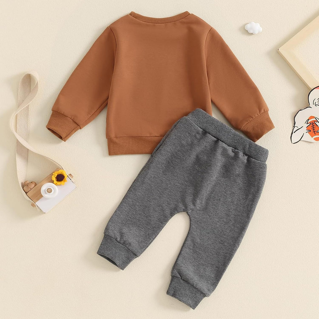 Baby Boy Clothes Fall 6 12 18 24 Months Football Long Sleeve Pullover Tops & Pant Sets Toddler Winter Outfits