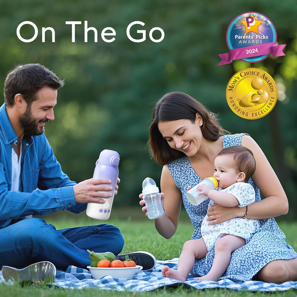 Portable Bottle Warmer for Travel, Dual Heating Modes for Breastmilk & Water On The Go, Portable Bottle Milk Warmer with Fast Heating & Long Battery Life, 10 Ounces Large Capacity (Purple)