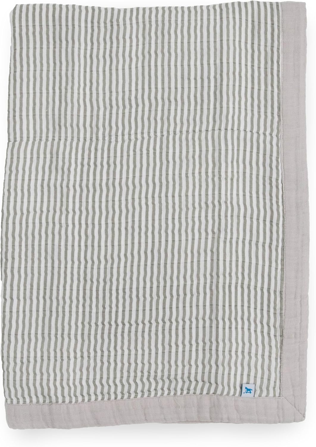 Little Unicorn Newborn Receiving Quilt | Ultra- Soft, Multi-Layered Muslin Fabric | Gift for Newborns & on-The-go (Grey Stripe)