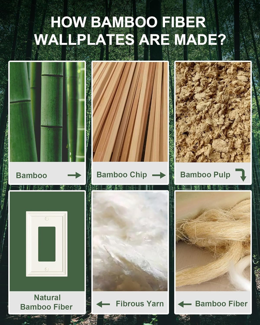 4-Pack Decorator Outlet Cover Plate, Light Almond Modern Decorative Switch Plates and Outlet Covers, Natural Bamboo Fiber Wall Plates for Electrical Outlets