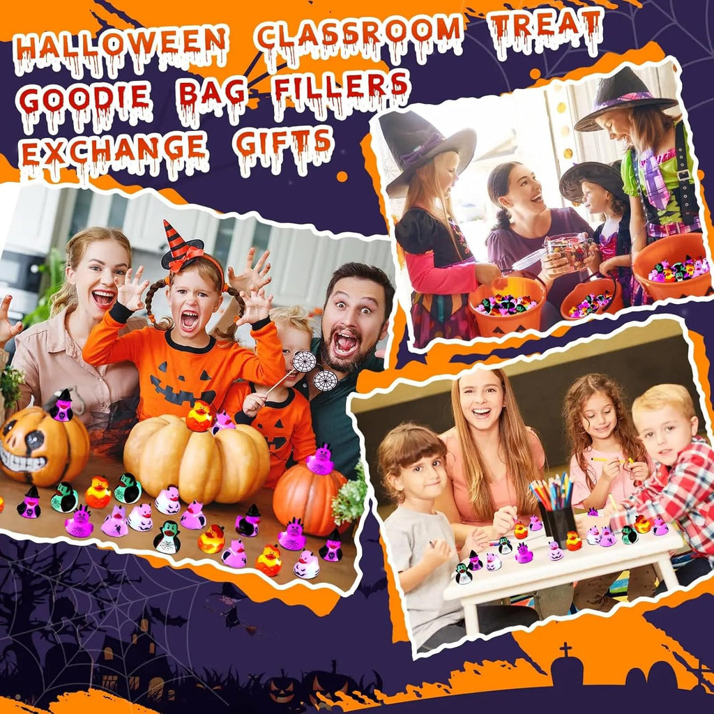 Halloween Rubber Duckies in Bulk Glow in The Dark Rubber Ducks Light up Halloween Mini Duckies Bath Toys for Halloween Party Favor Decor Pool Bathtub Baby Shower Toy Gifts for Kids (24)