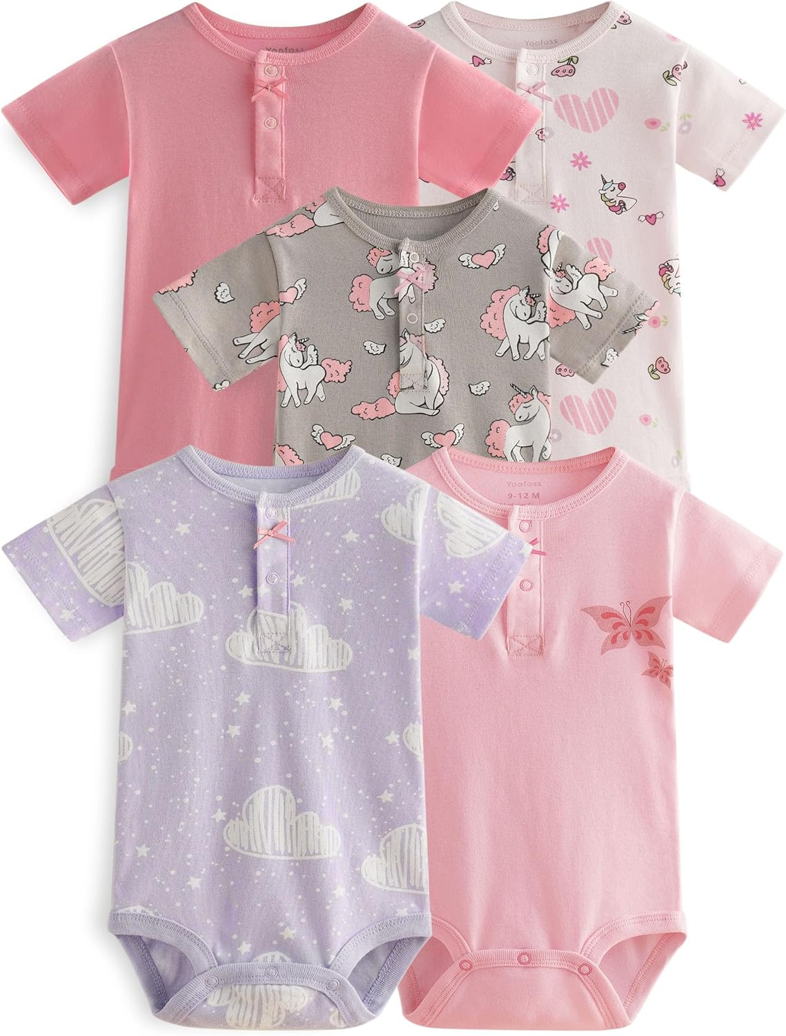 Yoofoss Baby Bodysuits 100% Organic Cotton Short Sleeve Infant Romper for Boy and Girl Baby Clothes, Soft Breathable