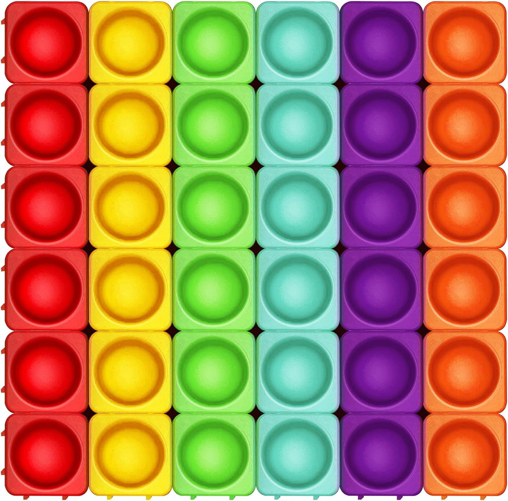 Giant Pop Blocks Bubble Premium Silicone Pop Fidget Blocks for Endless Joy and Education - Vibrant Pop Blocks for Imaginative Play and Puzzle Games-Toy Gift for Kids (36PCS)