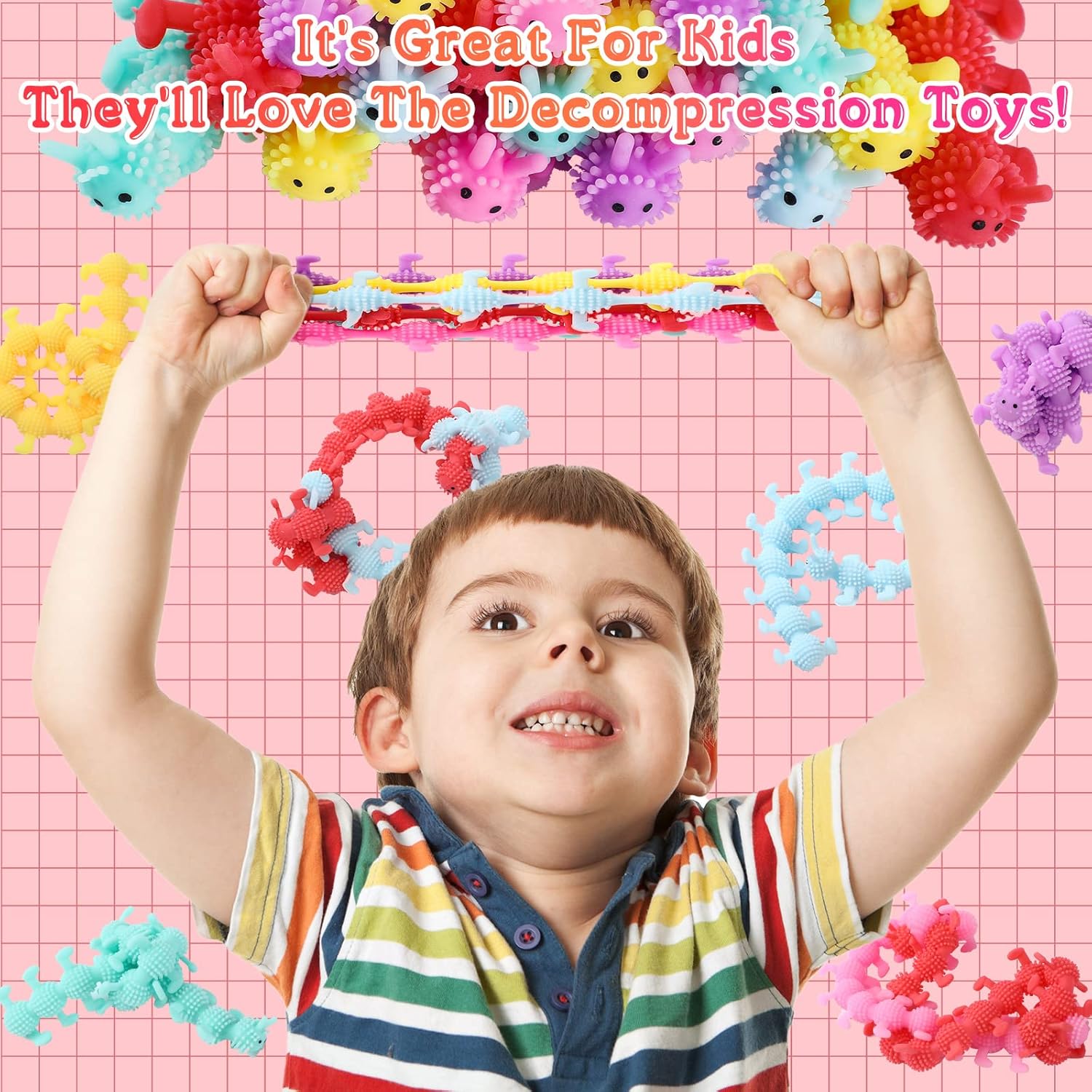 Chivao Bulk Stretchy String Fidget Toys Animal Sensory Toys Pack Worm Sensory Stress Fidget Toys for Adults Stress Anxiety Relieve Relaxing Party Favors(150 Pack, Worm Style)