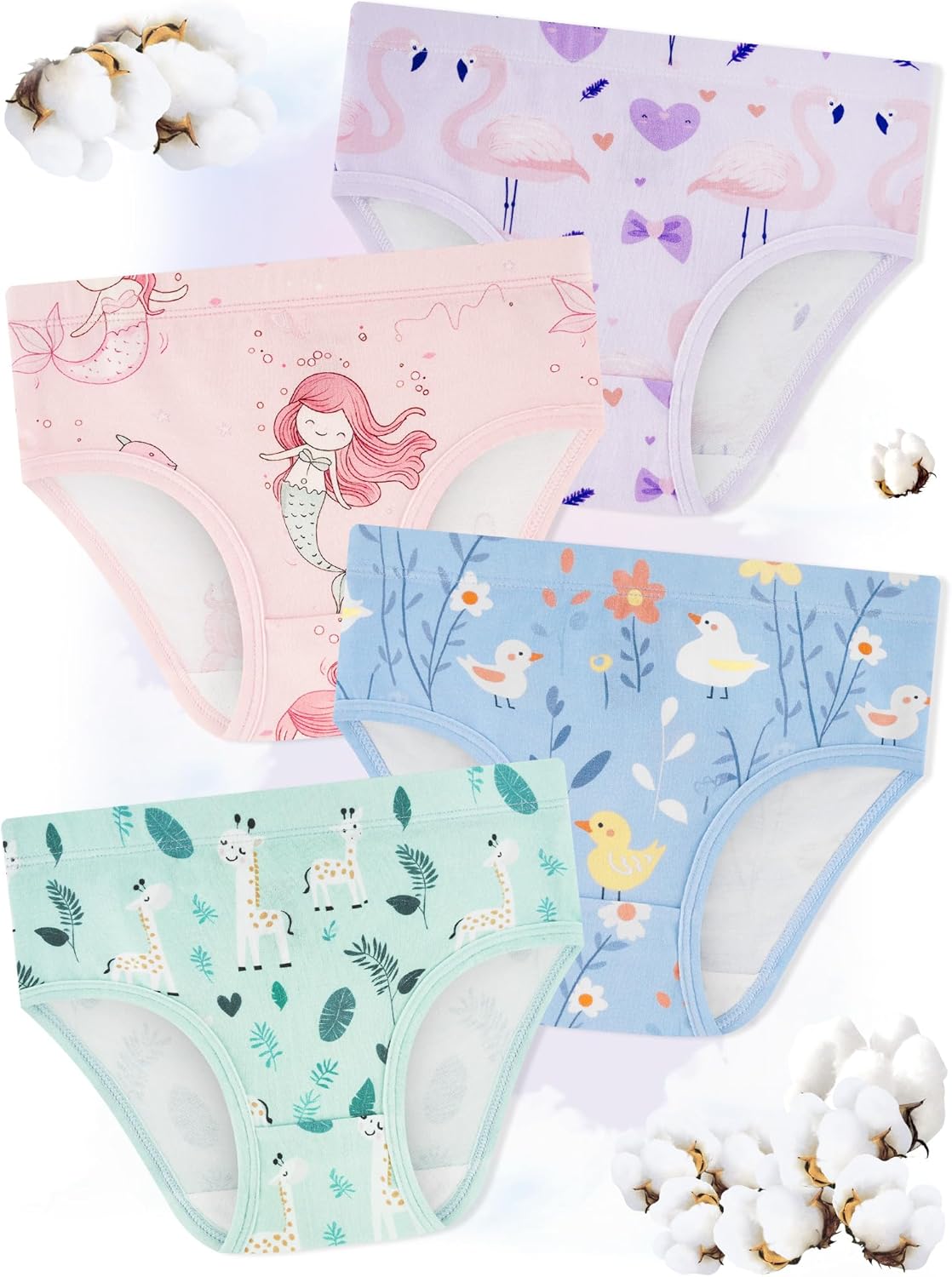 Girls' Underwear,Soft Cotton Tagless Panties for Toddlers' & Little Kids' Comfort,Breathable Briefs,8-Pack