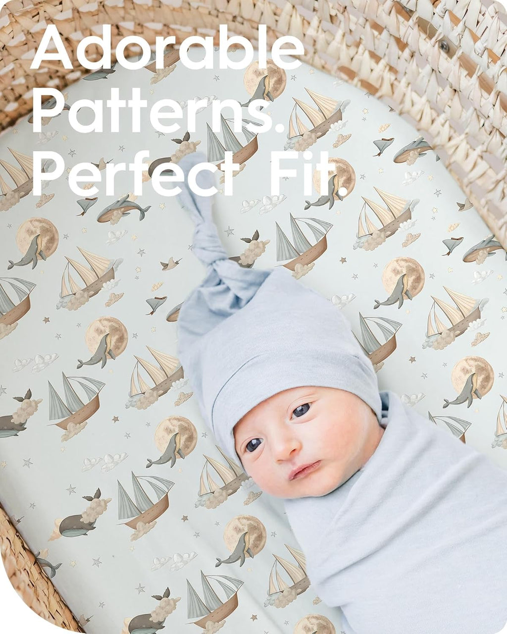 Bassinet Sheets for Baby Boy Girl, TotBasic Buttery Soft Universal Bassinet Fitted Sheet, Compatible with Halo, Mika Micky, Baby Delight, Dream On Me, Maxi COSI & More Bassinet Mattress