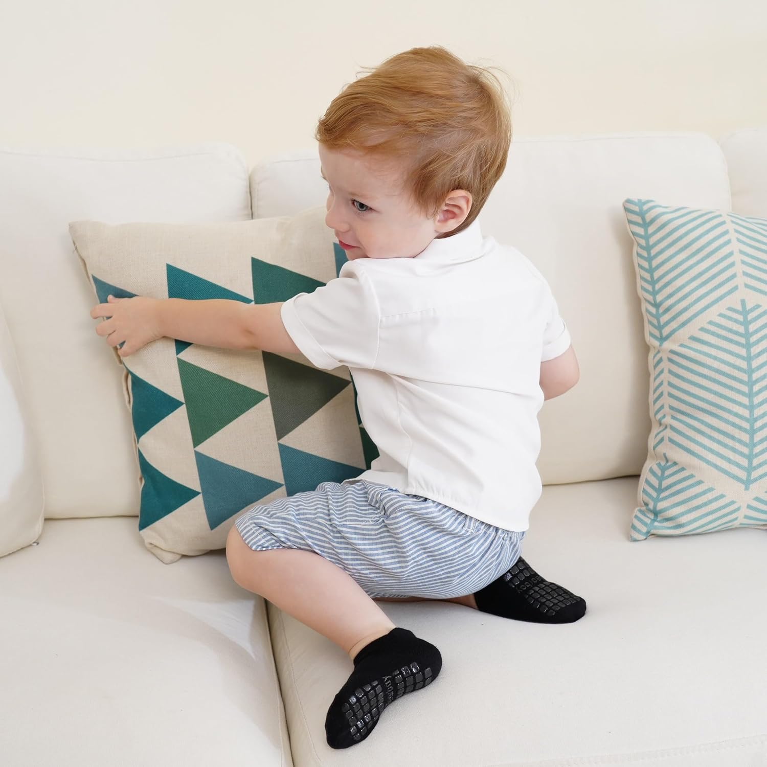 Baby Non Slip Ankle Socks with Grippers for 0 Months-7 Years Old Walking Socks