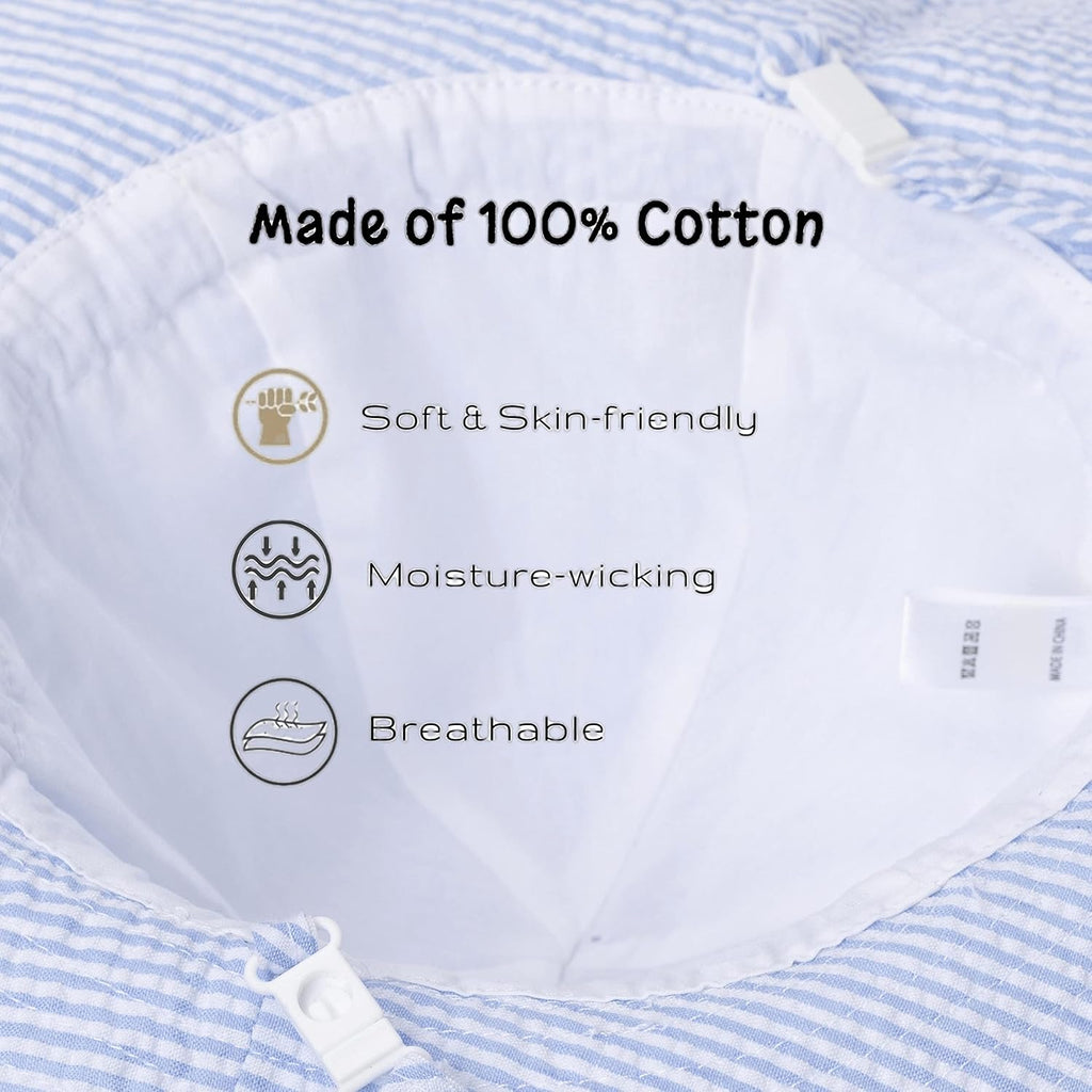 Baby & Toddler Wide Brim Sun Hats UPF 50+ Sun Protection Bucket Cap Cute Adjustable Hat in Seersucker