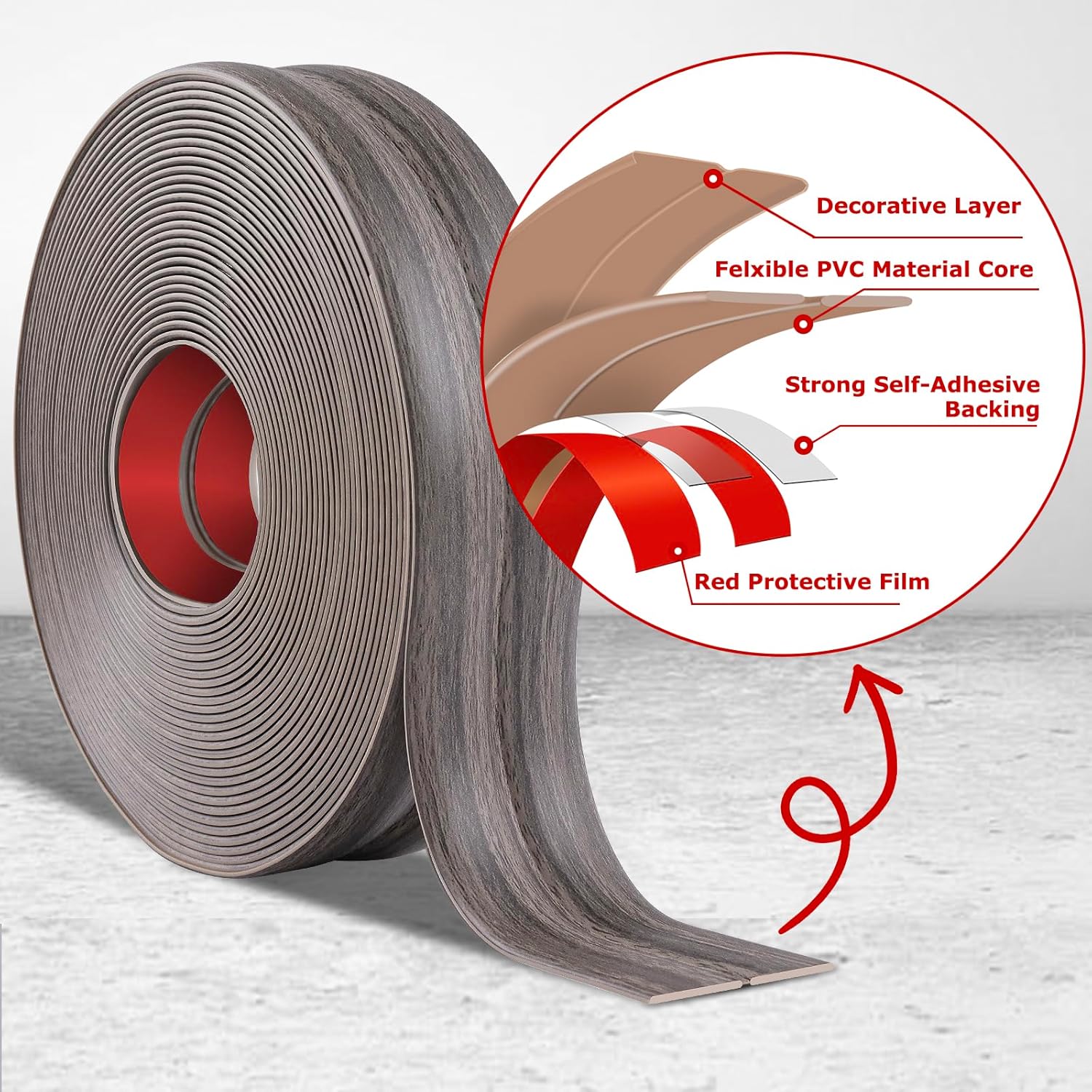 Flexible Wall Corner Protector Moulding Trim Peel and Stick Wall Corner Guards Edge Protector Self Adhesive Molding Trim Strip for Edge Ceiling (Brown Walnut Wood Grain, 2.4 in x 10 Ft)