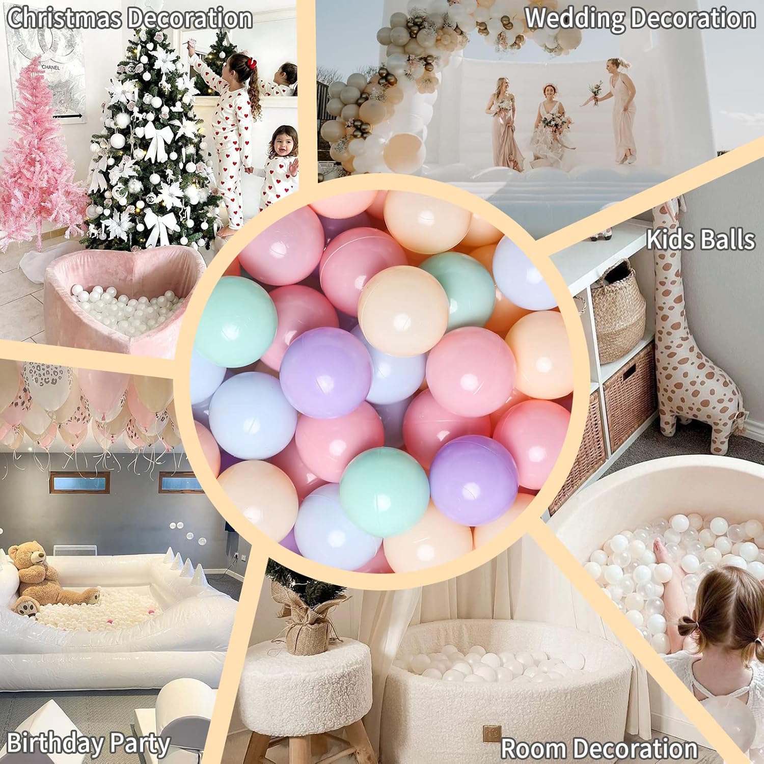 GOGOSO Ball Pits Balls for Toddlers Pack of 50 100 200 Plastics Shape Ball Non-Phthalate Non-BPA Non-Toxic 2.2-Inch Crush Proof Play Balls