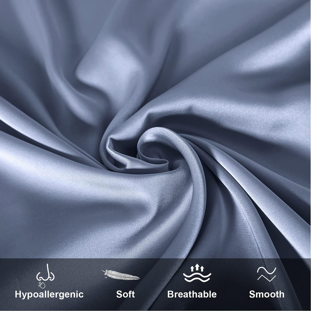 Mulberry Silk Pillowcase for Hair and Skin,King Size Cooling Silk Pillow Case with Hidden Zipper,Allergen Proof Dual Sides Soft Breathable Smooth Silk Pillow Cover for Women(King,Grayish Blue)