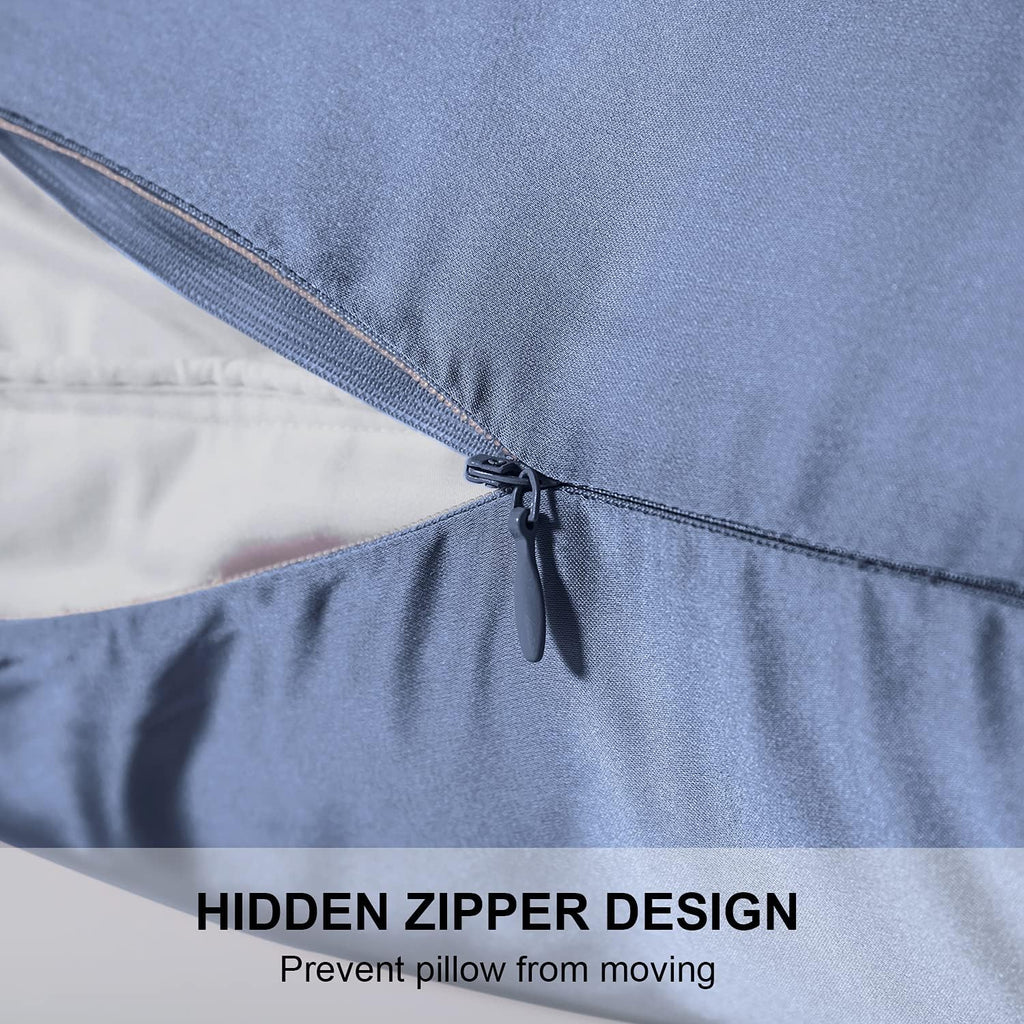 Mulberry Silk Pillowcase for Hair and Skin,Standard Size Cooling Silk Pillow Case with Hidden Zipper,Allergen Proof Dual Sides Soft Breathable Smooth Silk Pillow Cover for Women(Standard,Grayish Blue)