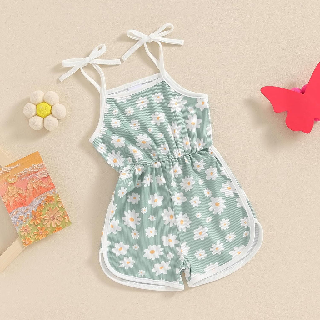 WZTYYDS Toddler Baby Girl Summer Clothes Floral Romper Tie-Up Strap Halter Jumpsuit Infant Summer Sling Playsuit 6M-3T