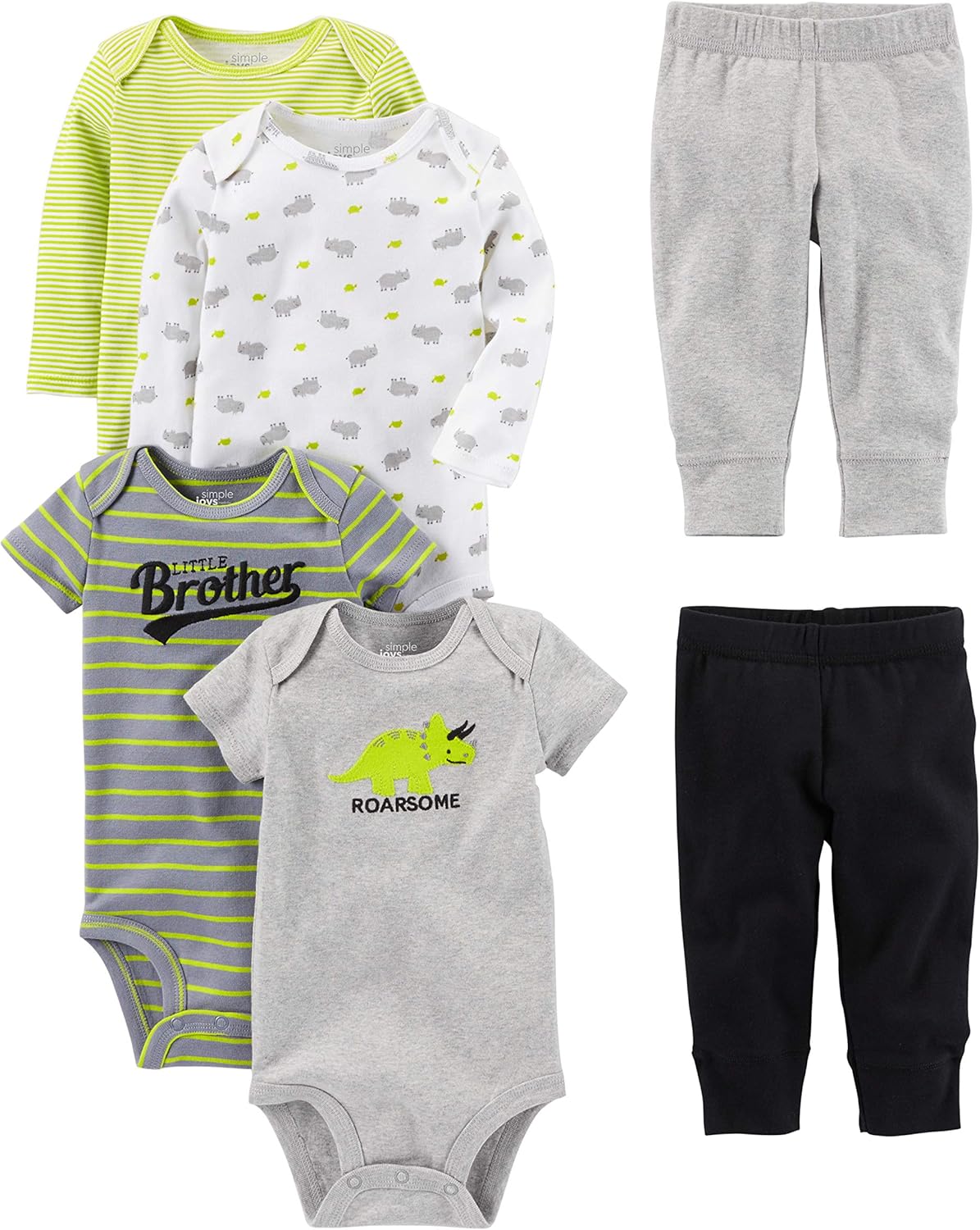 Simple Joys by Carter's unisex-baby 6-piece Bodysuits (Short and Long Sleeve) and Pants Set
