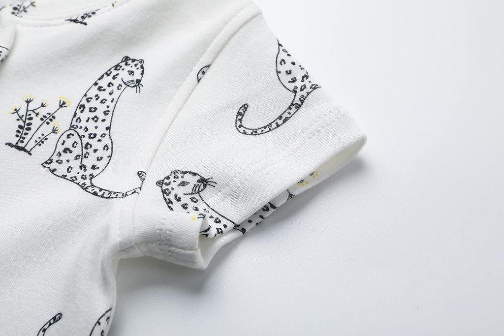 Owlivia Baby Boy Romper, Unisex Short-sleeve Summer Outfit, 100% Organic Cotton Girl One-Piece Jumpsuit