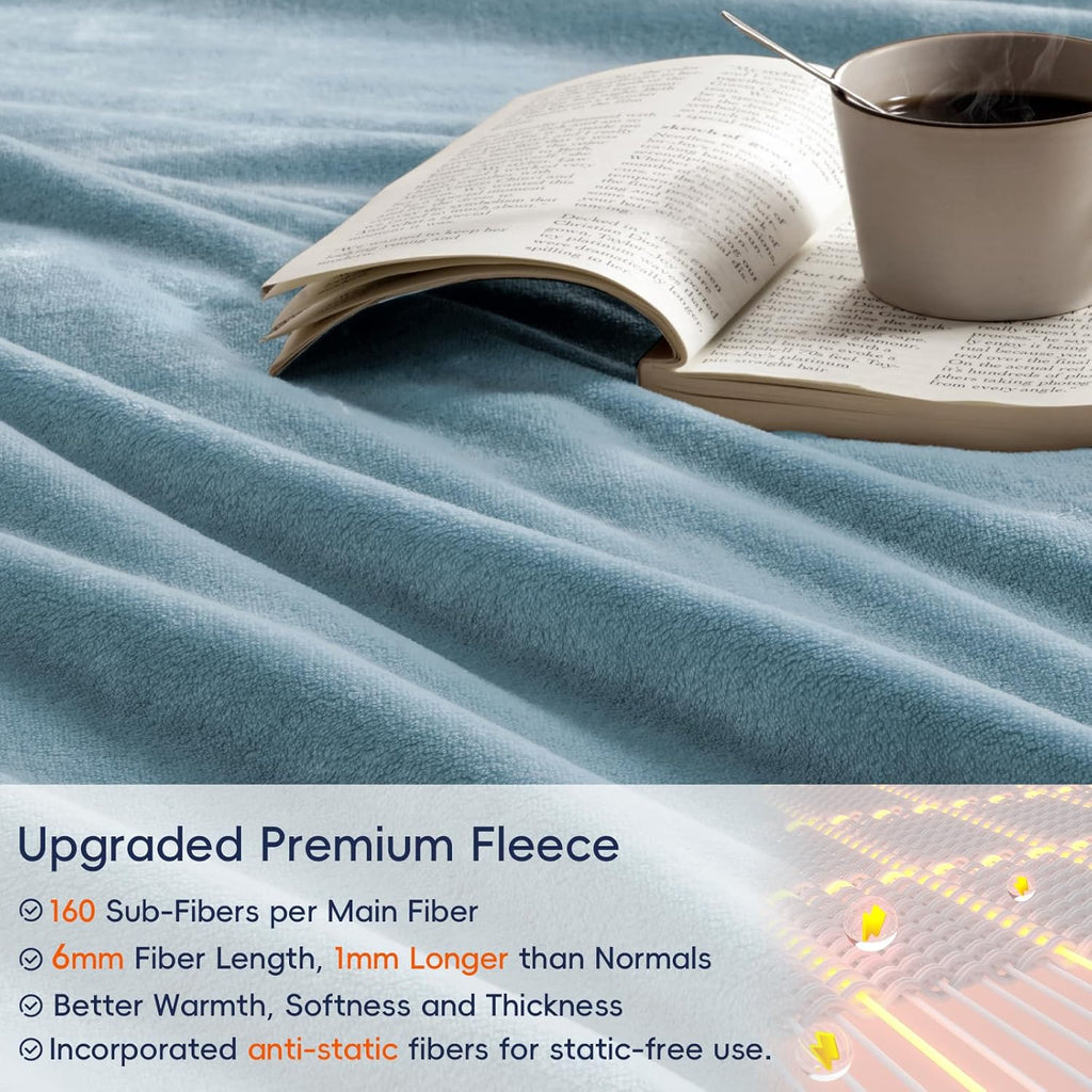 PHF Ultra Soft Fleece Blanket King Size, No Shed No Pilling Luxury Plush Cozy 300GSM Lightweight Blanket for Bed, Couch, Chair, Sofa Suitable for All Season, 108" x 90", Dusty Blue