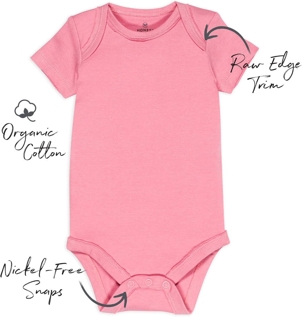HonestBaby unisex-baby 10-pack Short Sleeve Bodysuits One-piece 100% Organic Cotton for Infant Baby Boys, Girls