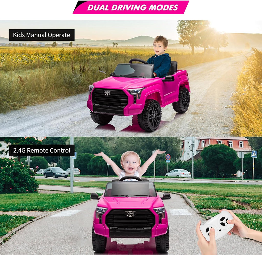 Electric Car for Kids, Licensed Toyota Tundra 12V Electric Truck, Off-Road Kids Car w/Remote, Spring Suspension & 3 Speeds, LED Headlights, Ride-On Toys for Boys/Girls