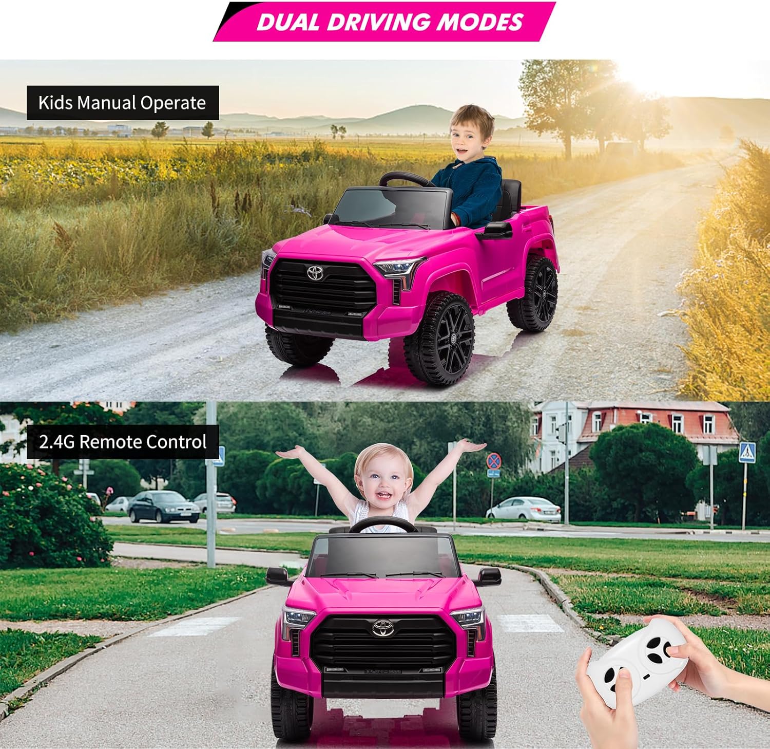 Electric Car for Kids, Licensed Toyota Tundra 12V Electric Truck, Off-Road Kids Car w/Remote, Spring Suspension & 3 Speeds, LED Headlights, Ride-On Toys for Boys/Girls