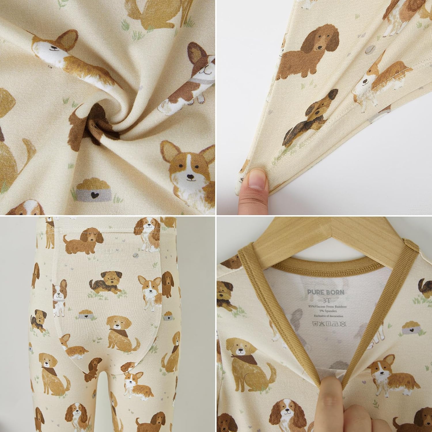 pureborn Baby Viscose From Bamboo Pajamas Set Pjs - Kids Toddler Girl Snug Fit Viscose Sleepwear 2pcs 18M-8Y