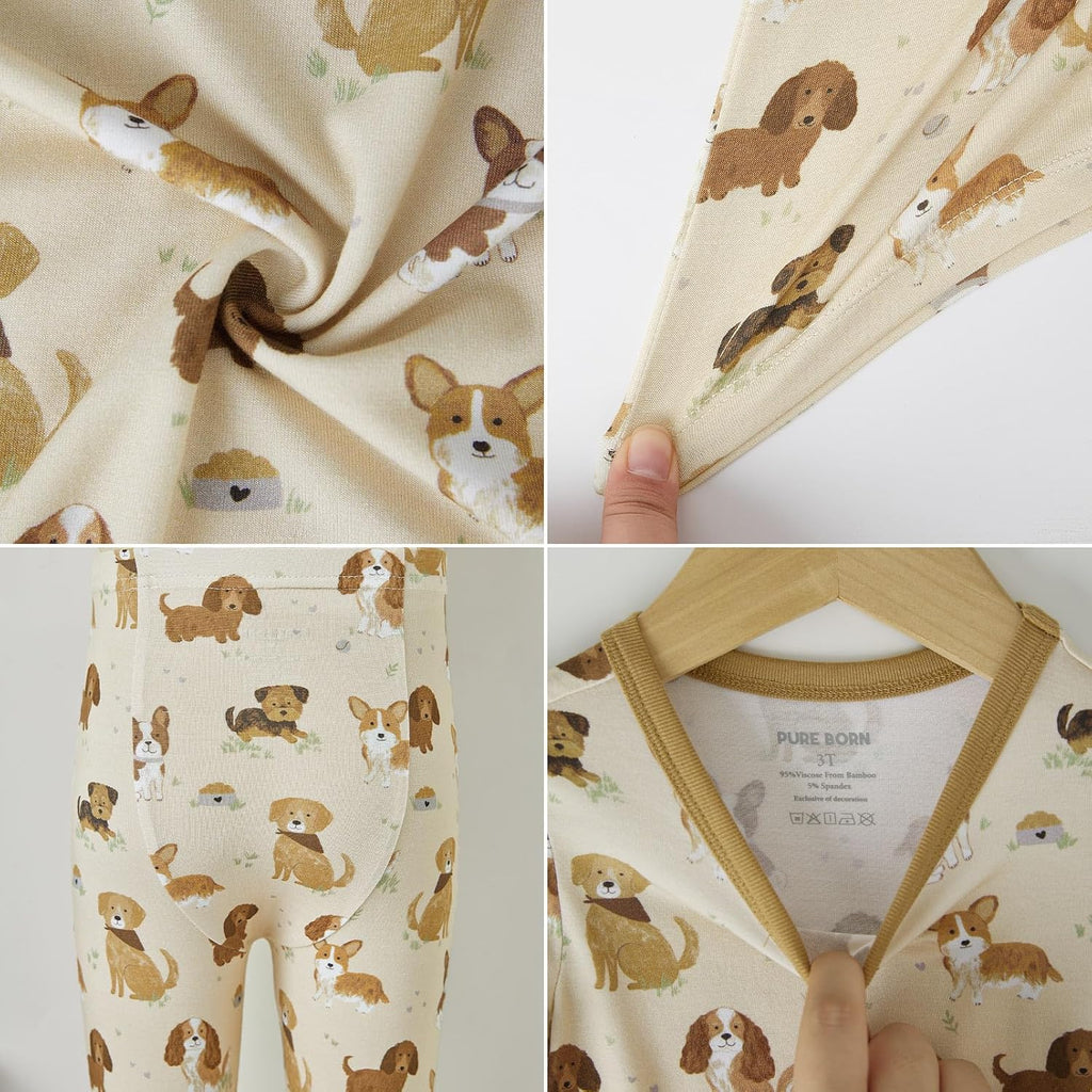 pureborn Baby Viscose From Bamboo Pajamas Set Pjs - Kids Toddler Girl Snug Fit Viscose Sleepwear 2pcs 18M-8Y