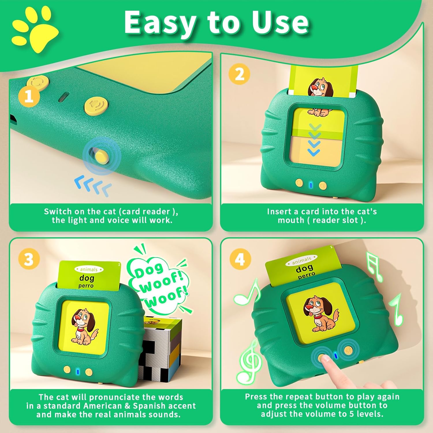 Toddler Toys Bilingual English and Spanish Talking Flash Cards for 1 2 3 4 5 6 Year Old Boys and Girls, Autism Sensory Toys for Autistic Children, Learning Educational Speech 250 Sight Words