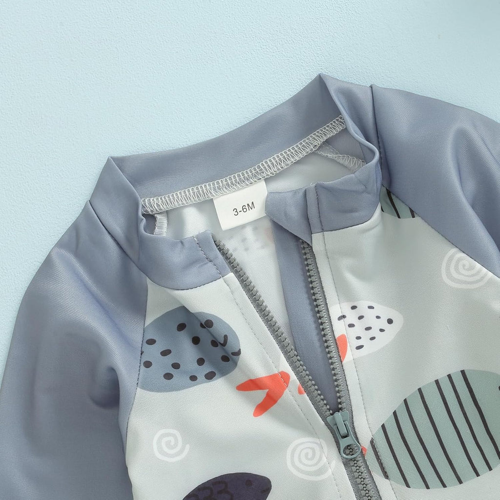 Hnyenmcko Baby/Toddler Boy Rash Guard Swimsuit Long Sleeve One Piece Zipper Swimwear Sunsuit Infant Bathing Suit Beachwear