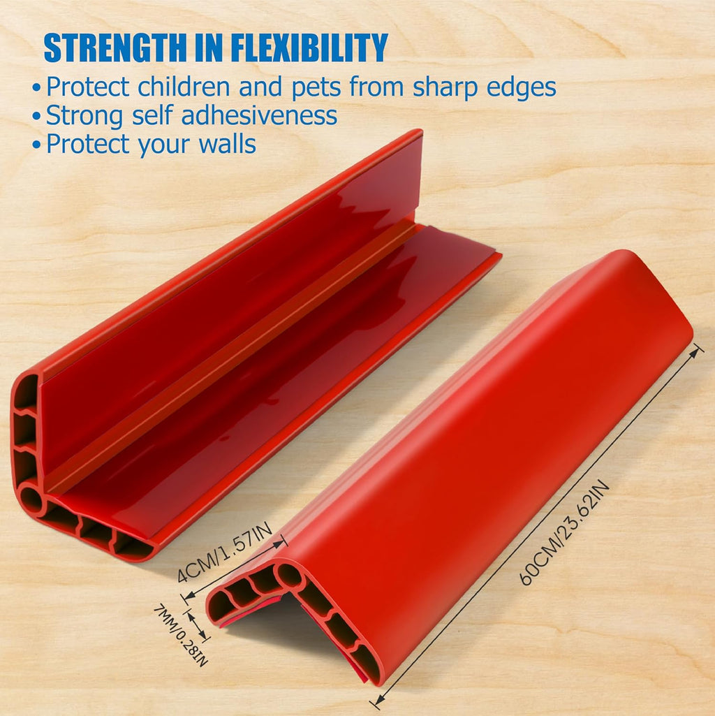 Wall Corner Edge Protector 4 Pack,1.57x1.57x23.62x0.28 inch Soft Baby Proof Corner Guards for Sharp Edges, Self-Adhesive Corner Protectors for Home, Kindergarten,Thickness-7mm(0.28 in)
