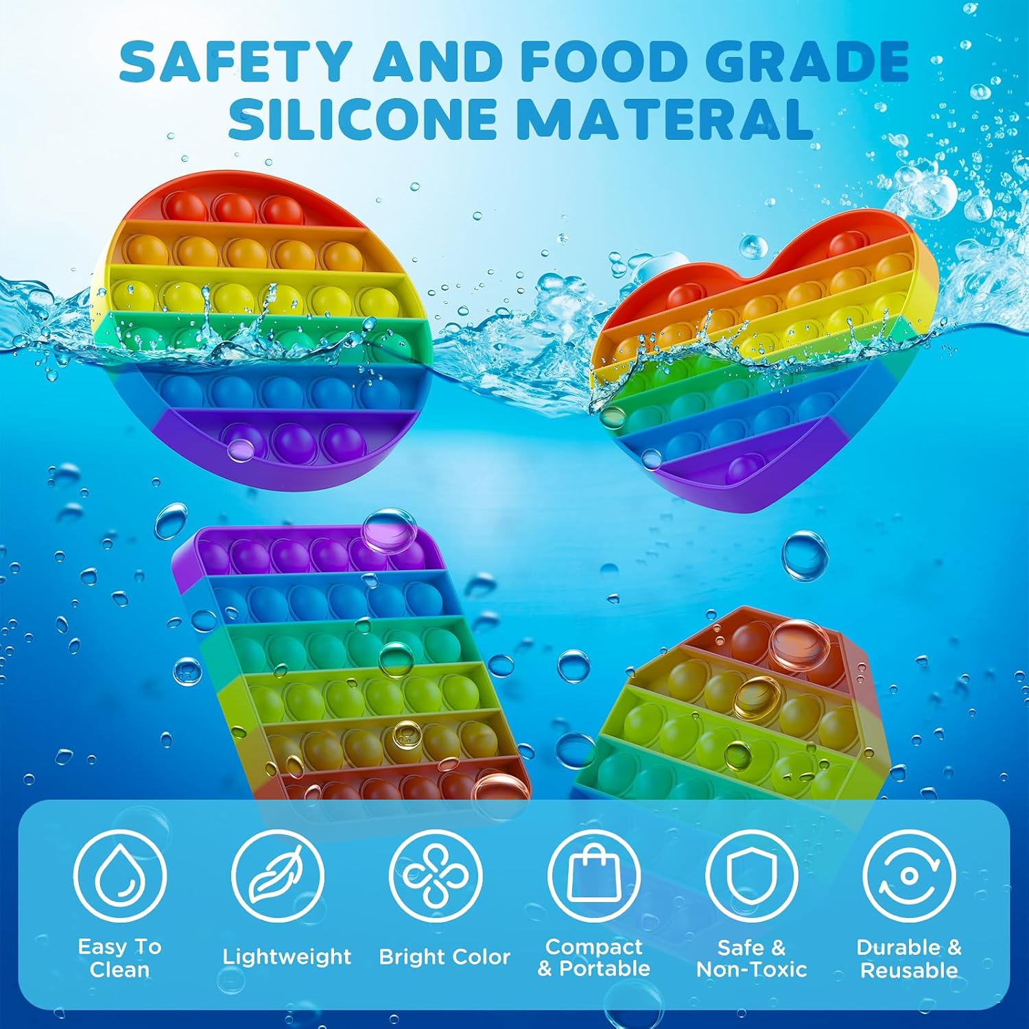 12 Pack Fidget Toys,Push Pop Fidget Sensory Toys Set,Stress Relief Gifts for Kids & Adults,Pop Bulk & Party Favors Toddler Toys,, Party Supplies,Classroom Prizes