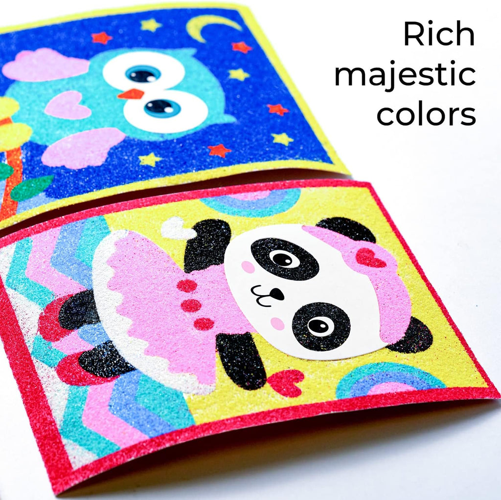 Sand Art Pictures Craft Sand - Сolor Sand Painting - Color Splash Sand Art Pictures Kids - Sticker Art Sheets Peel and Stick – Colored Sand Art Kit