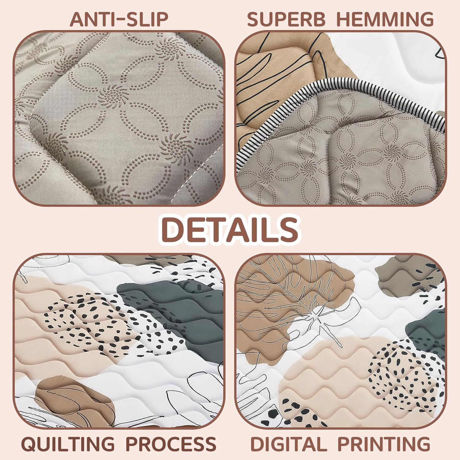 Baby Play Mat - Thicken 50x50 Inch Soft Foam Crawling Mat for Playpen & Floor, Non-Slip Waterproof Activity Playmats for Infants & Toddlers, Portable Foldable & Machine Washable, Boho Design