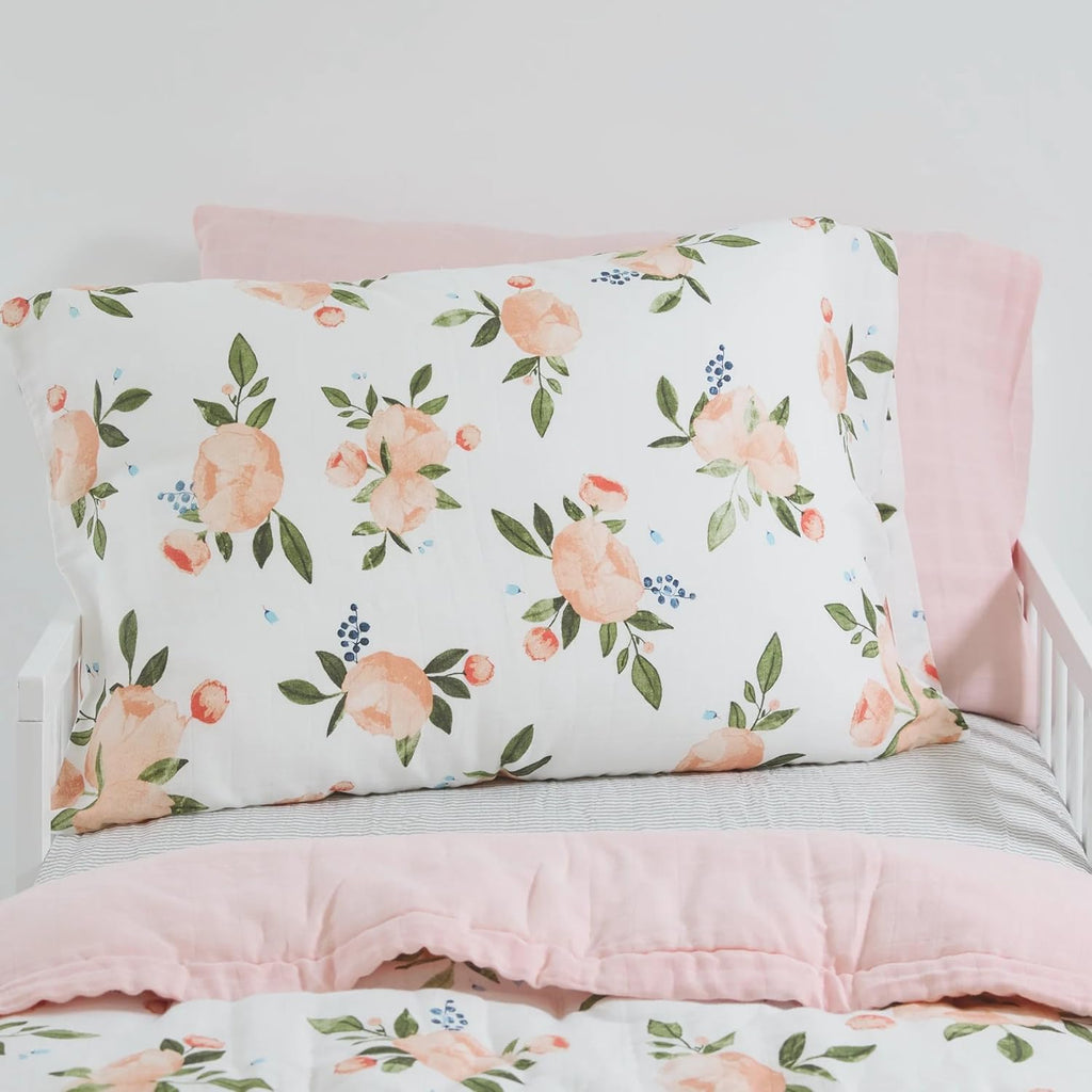 Little Unicorn Standard Pillowcase 2 Pack | Super Soft & Breathable Muslin Fabric | Snug Envelope Closure (Watercolor Roses Grande 2)