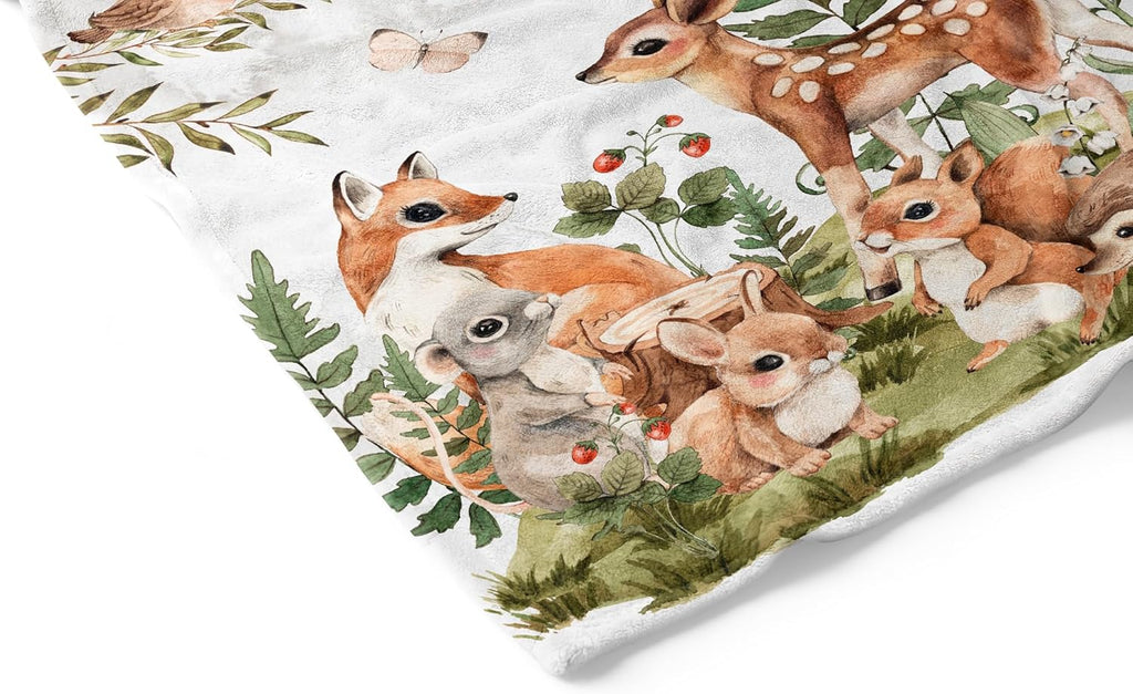 UNIQUE Woodland Ultra Soft Fleece Baby Blanket 30x40in, Cute Forest Animals Baby Blanket, Gender Neutral