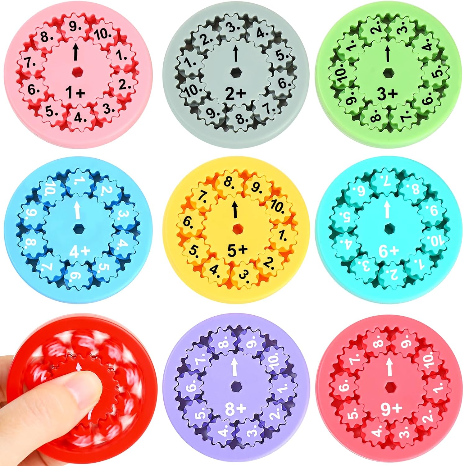 Math Fidget Spinners Addition, Math Fidget Toy for Kids, Math Facts Fidget Spinners, Educational Learning Numbers Add Subtract Fidget Spinner Toys for Kids, Math Game for Home School Classroom Prizes