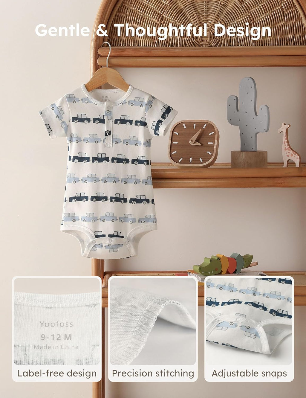 Yoofoss Baby Bodysuits 100% Organic Cotton Short Sleeve Infant Romper for Boy and Girl Baby Clothes, Soft Breathable