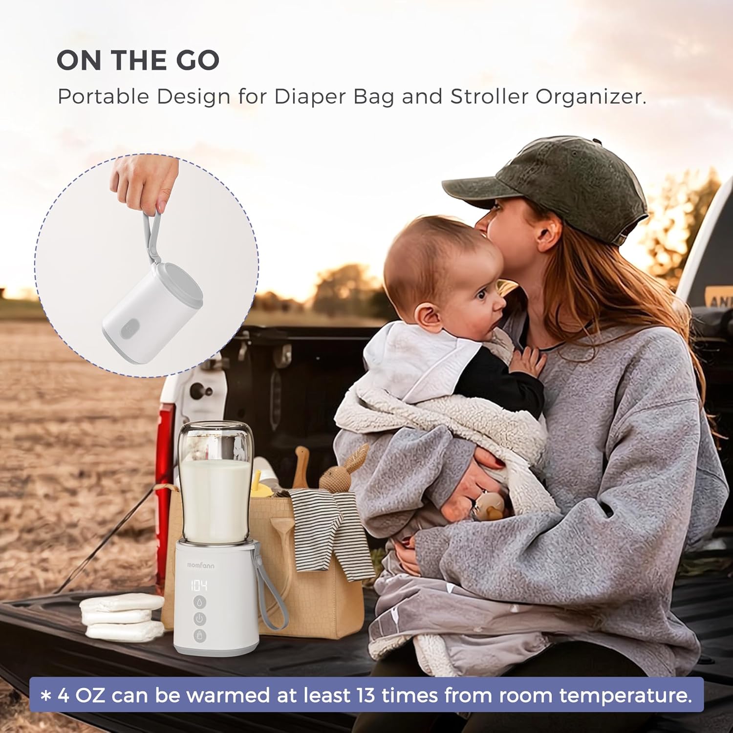 Portable Bottle Warmer, Travel Baby Bottle Warmer for Breastmilk On The Go, Leak-Proof, 2 Modes Fast Heating