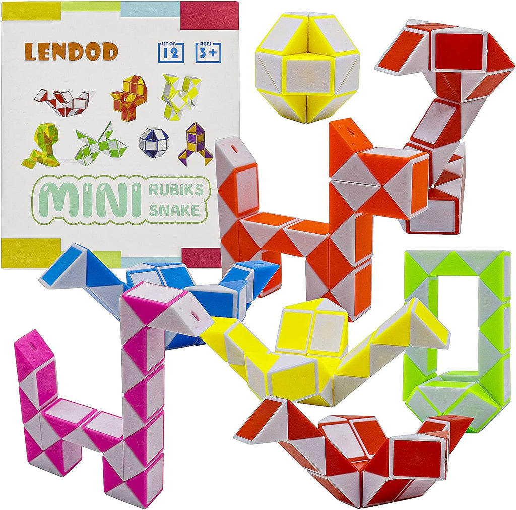 12 Pack 24 Blocks Mini Fidget Snake Cube Mini Twist Puzzle Cubes Magic Speed Cubes Toy for Kids Party Bag Fillers, Party Supplies