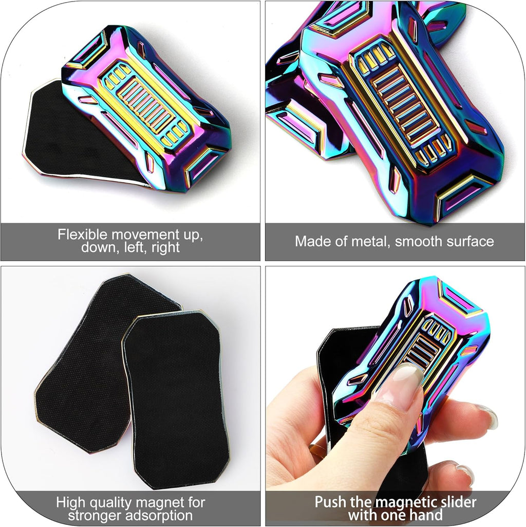 Slider Fidget Toy, Metal Fidget Toys for Adults Fidgets, Rainbow Fidget Toys for Kids, Teens, EDC Fidget Toys for Anexity, ADHD, Stress Relief Items for Adults (A-Rainbow)