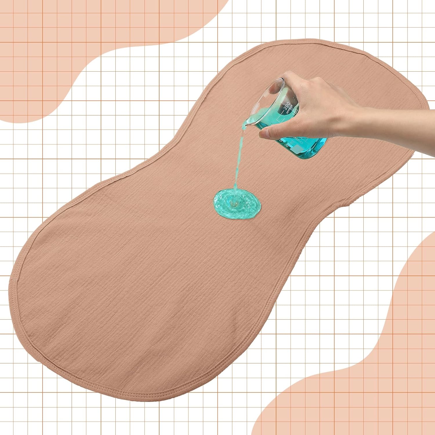 3 Pcs Changing Pad Liners Fits in Peanut Shape Changing Pad Waterproof Diaper Mats Organic Cotton Peanut Mats are Warm on a Baby's Back, Washable Reusable(Checker Style,Brown)