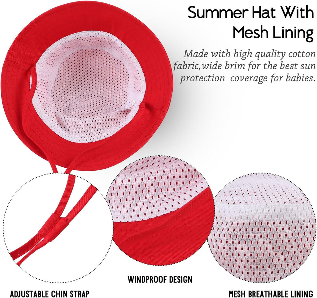 JANGANNSA Cotton Baby Sun Hat Infant Toddler Boys Girls Bucket Hats Summer Sun Protection Kids Beach Caps