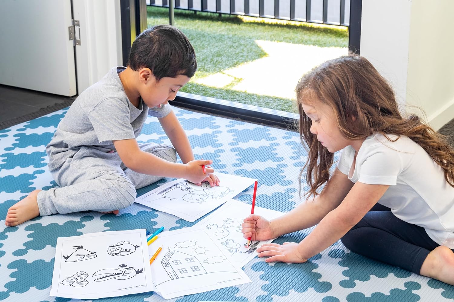 Cushmat Stylish Reversible Foam Play Mat (Large, Luxe NAT - Sage Grey Star) - Soft, Waterproof, Durable Play mat for Infants, Babies, Toddler, Kids & Grownup - 6.5ft x 4.5ft