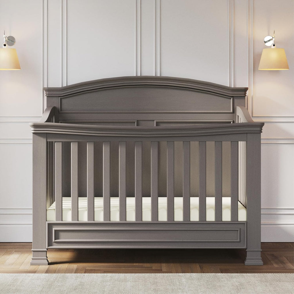 Child Craft Legacy Westgate 4-in-1 Convertible Crib, Baby Crib Converts to Day Bed, Toddler Bed and Full Size Bed, 3 Adjustable Mattress Positions, Baby Safe Finish, Fully Assembled (Chelsea Gray)