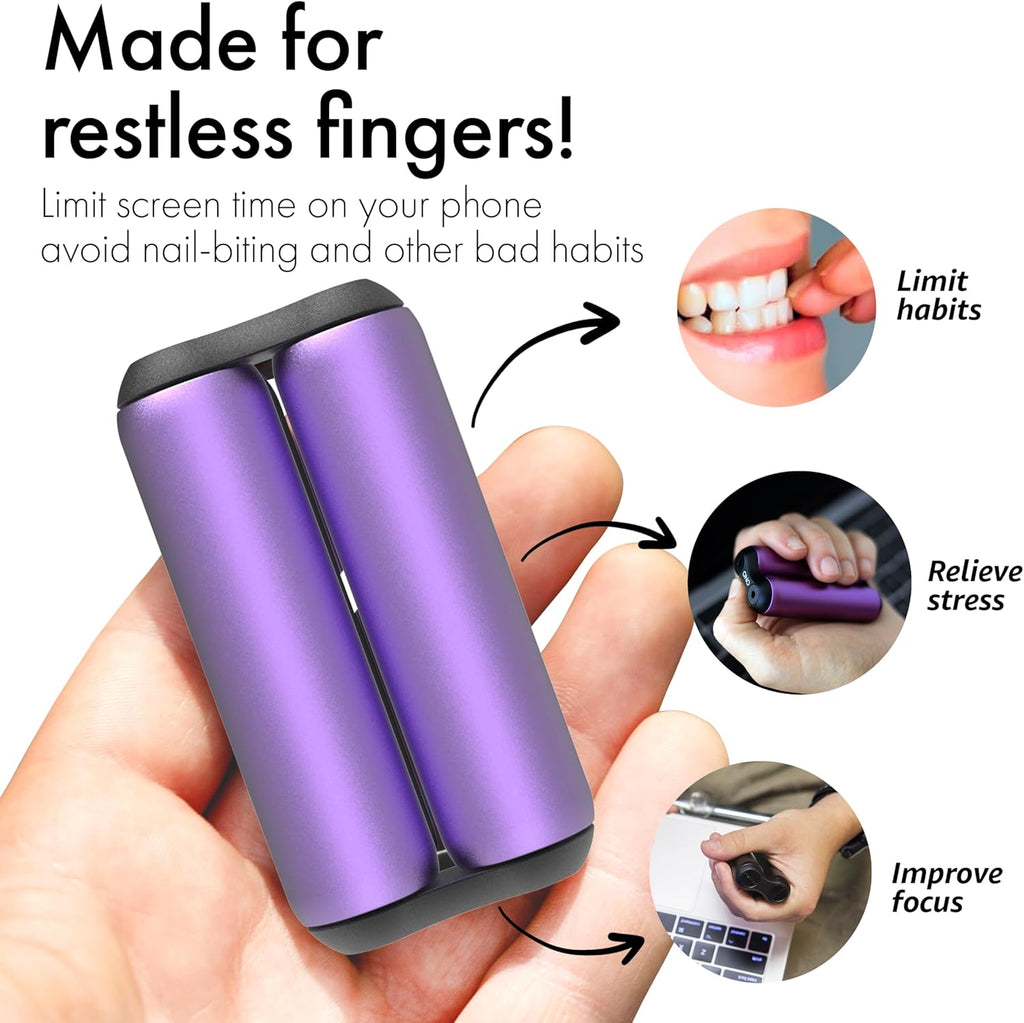 ONO Roller - Handheld Fidget Toy for Adults | Help Relieve Stress, Anxiety, Tension | Promotes Focus, Clarity | Compact, Portable Design (Junior Size/Aluminum, Purple)
