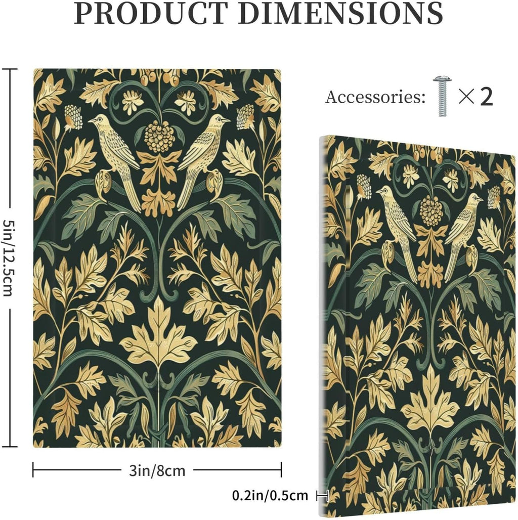Light Switch Cover Plate William Morris Vintage Botanical Birds Golden Green Leaves 1 Gang No Device Blank Electrical Wall Plates Faceplate Decorative Switch Plate for Bedroom Home Decor