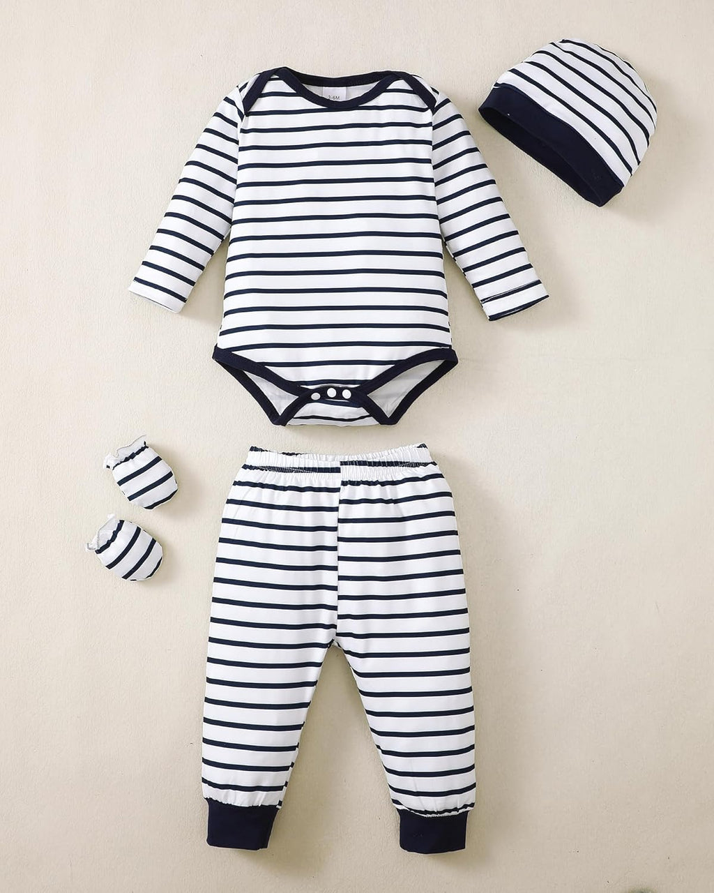NZRVAWS Newborn Baby Boy Girl Clothes Unisex Infant Romper Pants Set Hat 4-Pack Outfits 0-12 Months 16 Pieces Toddler