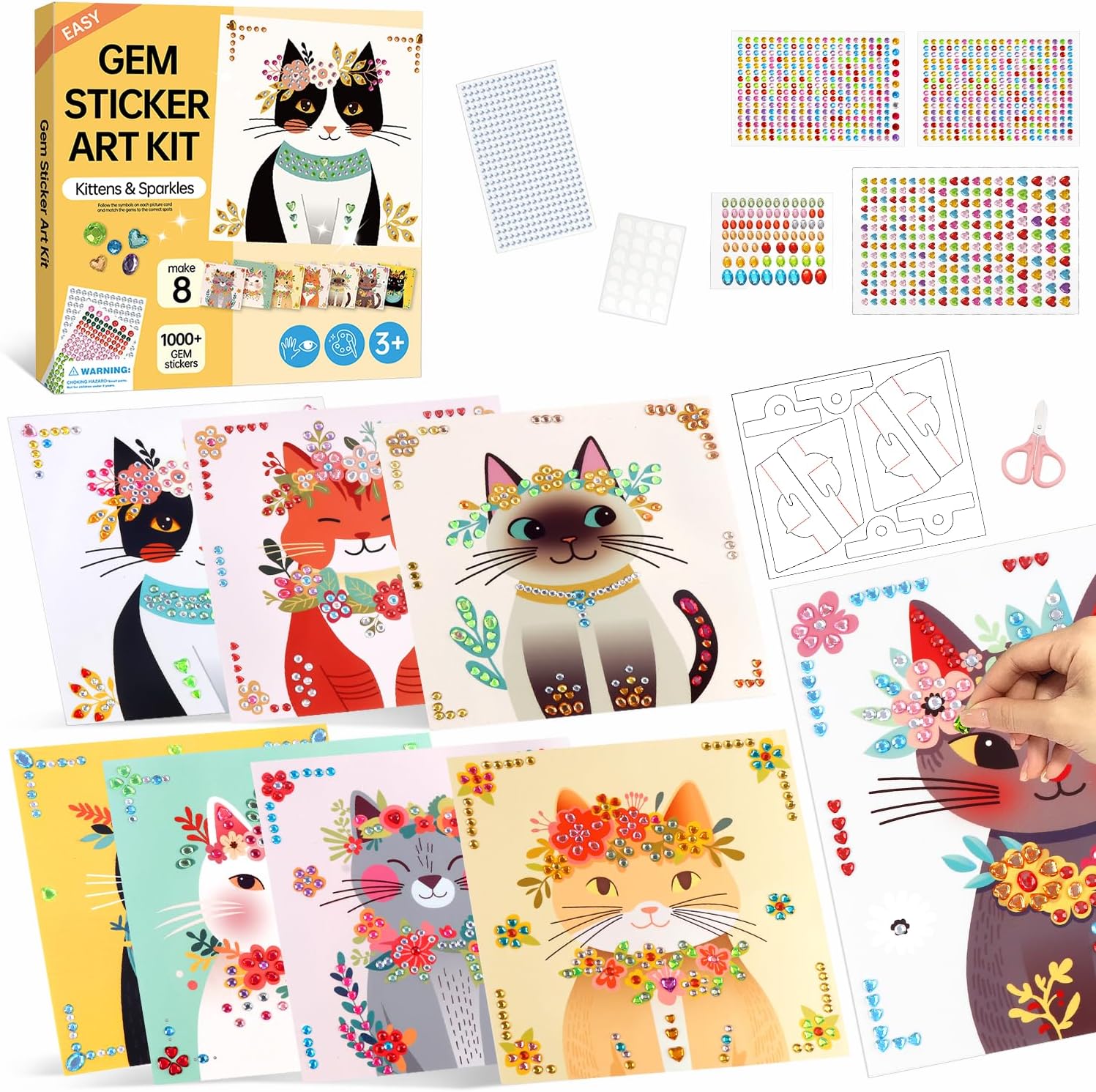 Marlrin Cats Craft Kits for Kids Ages 4-8, Arts and Crafts Kits,Craft Kit for Girls 6-8,Diamond Painting Toys for Girls 5-7,Birthday and Christmas Gift for Kids Ages 3, 4, 5, 6, 7, 8