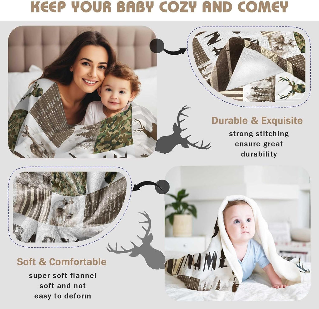 Custom Baby Shower Blanket with Name Personalized Baby Boy Gifts for Birthday Christmas Customized Name Blanket for Newborn New Baby