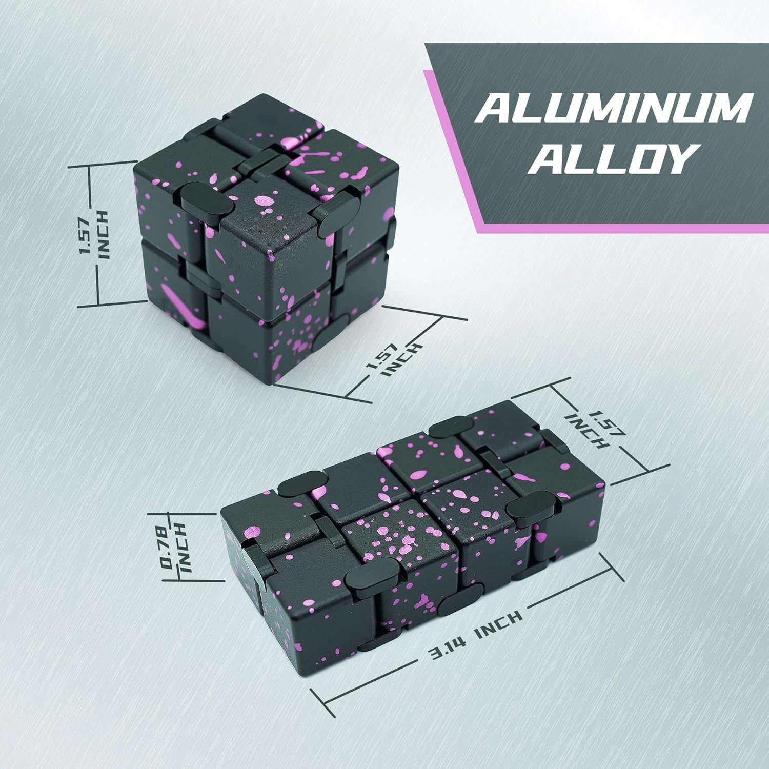 Infinity Cube, Metal Fidget Toy Infinity Cubes, ADHD Fidgets Toys for Adults, Fidgets Sensory Toys for Kids, Adults Fidget Toys for Mother Father (Black Pink)