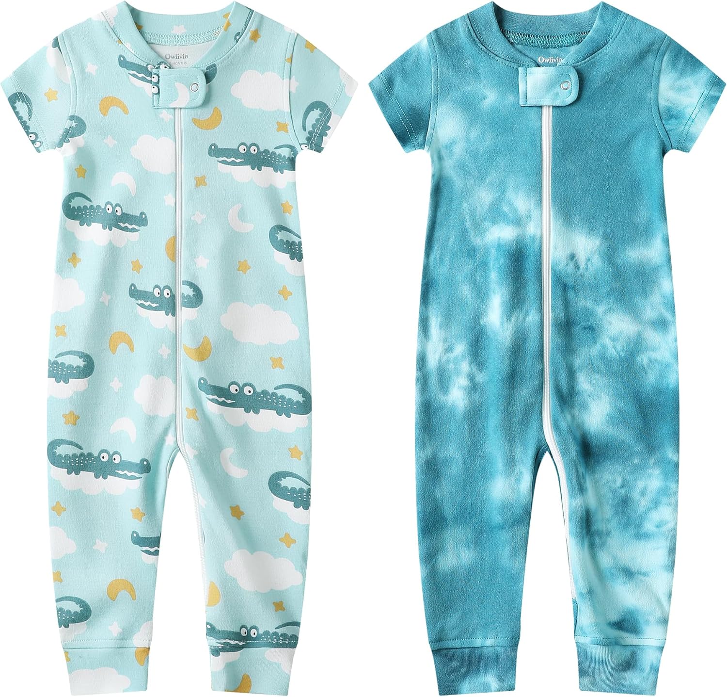 Owlivia Baby Boy Romper, Unisex Short-sleeve Summer Outfit, 100% Organic Cotton Girl One-Piece Jumpsuit