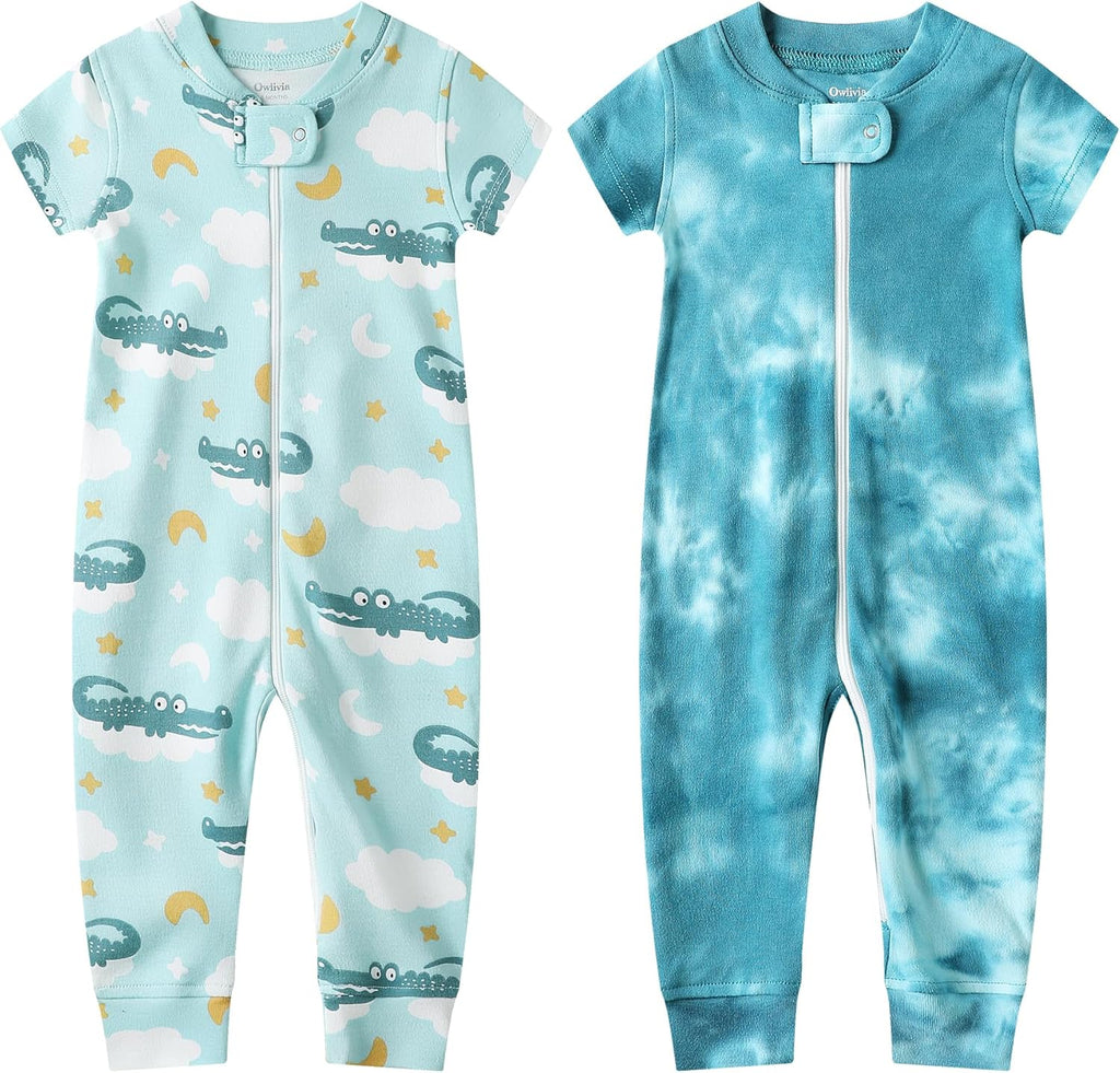 Owlivia Baby Boy Romper, Unisex Short-sleeve Summer Outfit, 100% Organic Cotton Girl One-Piece Jumpsuit